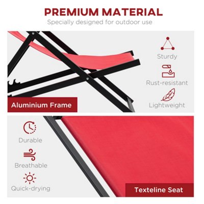 Outsunny 2Pcs Texteline Chaise Lounge Recliner Chair Adjust Lounger Patio Red - 6