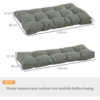 Outsunny 2Pcs Tufted Pallet Cushions Seat Pad Back Cushion Indoor Outdoor Grey - 3