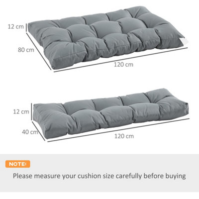 Outsunny 2Pcs Tufted Pallet Cushions Seat Pad Back Cushion Indoor Outdoor Grey