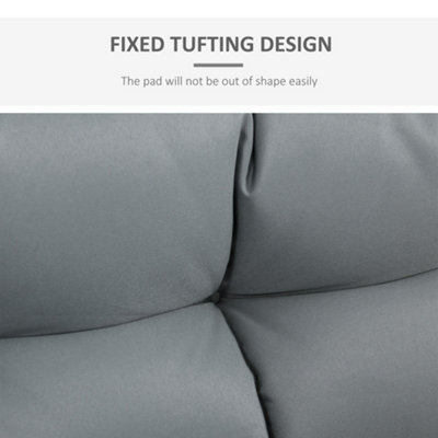 Outsunny 2Pcs Tufted Pallet Cushions Seat Pad Back Cushion Indoor Outdoor Grey - 6