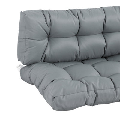 Outsunny 2Pcs Tufted Pallet Cushions Seat Pad Back Cushion Indoor Outdoor Grey - 8