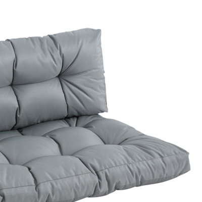 Outsunny 2Pcs Tufted Pallet Cushions Seat Pad Back Cushion Indoor Outdoor Grey - 9