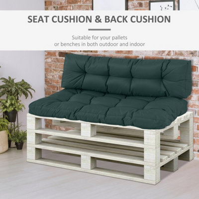 Outsunny 2Pcs Tufted Pallet Cushions Seat Pad Back Cushion Indoor Outdoor