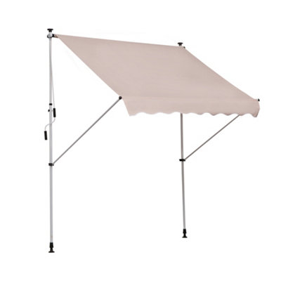 Outsunny 2x1.5m Manual Retractable Patio Awning Floor- to-ceiling Shade Beige