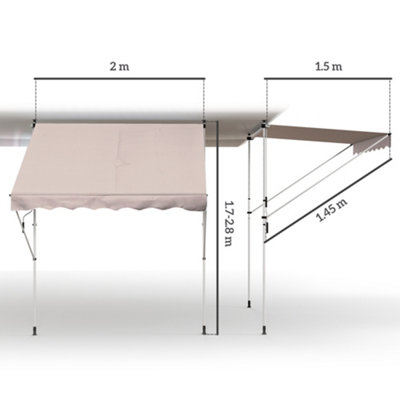 Outsunny 2x1.5m Manual Retractable Patio Awning Floor- to-ceiling Shade Beige