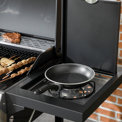 Outsunny 3+1 Burner Propane Gas Barbecue Grill with Thermometer, Bottle ...