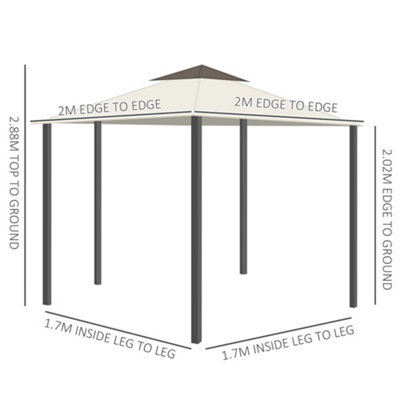 Outsunny 3.4m Steel Gazebo Pavillion for Outdoor w/ Curtains and 2 Tier Roof - 3