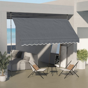 Outsunny 3.5 x 1.2m Freestanding Retractable Awning, Non-Screw Garden Awning