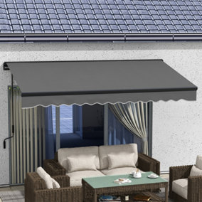 Outsunny 3.5 x 2.5m Electric Retractable Awning, Aluminium Frame, Dark Grey