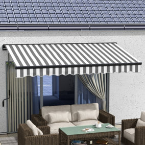 Outsunny 3.5 x 2.5m Electric Retractable Awning, Aluminium Frame, Grey & White