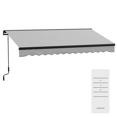 Outsunny 3.5 x 2.5m Electric Retractable Awning, Aluminium Frarme, Light Grey