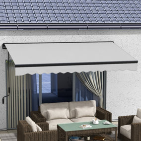 Outsunny 3.5 x 2.5m Electric Retractable Awning, Aluminium Frarme, Light Grey
