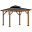Outsunny 3.5 x 3.5m Wood Frame Hardtop Gazebo w/ Double Vented Roof, Black