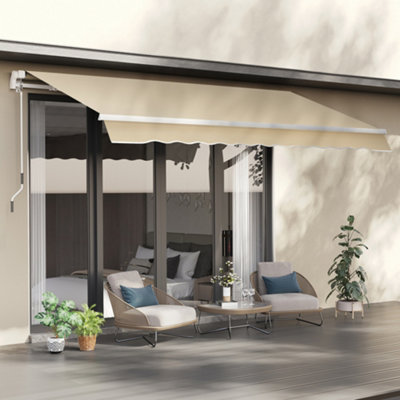 Outsunny 3.5x2.5m Manual Awning Window Door Sun Weather Shade Handle ...