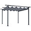 Outsunny 3.5x3.5m Pergola Metal Gazebo Backyard Porch Awning Retractable Canopy Grey