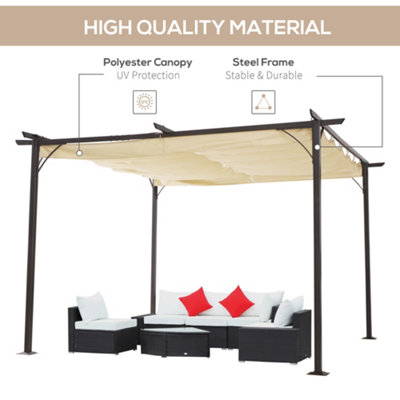 Outsunny 3.5x3.5m Pergola Metal Gazebo Backyard Porch Awning Retractable Canopy - 4