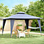Outsunny 3.5x3.5m Side-Less Outdoor Canopy Gazebo 2-Tier Roof Steel Frame Grey