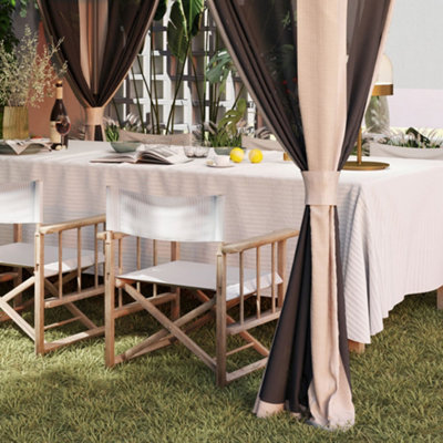 Outsunny 3.6 x 3.6m Pop Up Gazebo with Netting and Wheeled Bag, Beige