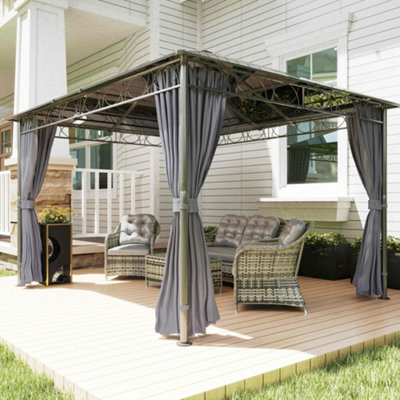 Outsunny 3.6 x 3(m) Hardtop Gazebo for Garden Party with Polycarbonate Curtains