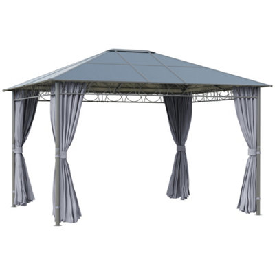 Outsunny 3.6 x 3(m) Hardtop Gazebo for Garden Party with Polycarbonate Curtains