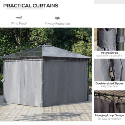Outsunny 3.6 x 3(m) Hardtop Gazebo for Garden Party with Polycarbonate Curtains - 5