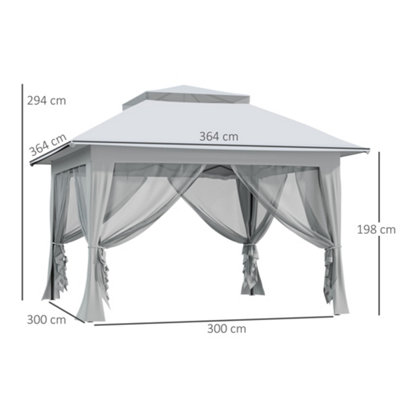 Outsunny 3.6 x 3(m) Pop-up Tent Gazebo Instant Canopy Steel Oxford w/ Roller Bag - 3