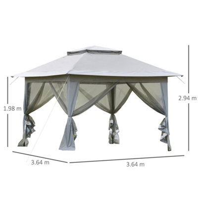 Outsunny 3.6 x 3(m) Pop-up Tent Gazebo Instant Canopy Steel Oxford w/ Roller Bag