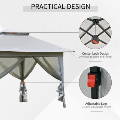 Outsunny 3.6 x 3(m) Pop-up Tent Gazebo Instant Canopy Steel Oxford w/ Roller Bag - 4