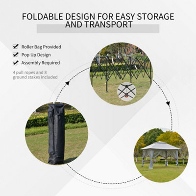 Outsunny 3.6 x 3(m) Pop-up Tent Gazebo Instant Canopy Steel Oxford w/ Roller Bag - 5