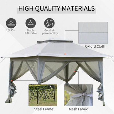 Outsunny 3.6 x 3(m) Pop-up Tent Gazebo Instant Canopy Steel Oxford w/ Roller Bag - 6