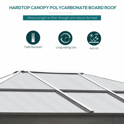 Outsunny 3.6 x 3m Hardtop Gazebo Canopy with Mosquito Netting and Curtains - 4