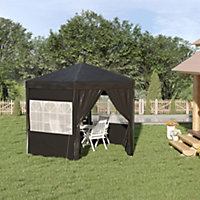 Outsunny 3.9m Outdoor Gazebo Canopy Party Tent with 6 Removable Side Walls Black