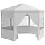 Outsunny 3.9m Outdoor Gazebo Canopy Party Tent with 6 Removable Side Walls White