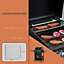 Outsunny 3 Burner Gas Grill Portable BBQ Trolley w/ 4 Wheels and Side Shelves