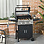 Outsunny 3 Burner Propane Gas BBQ Grill with See-through Lid and Thermometer