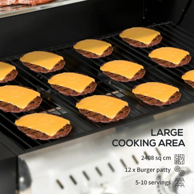 Outsunny 3 Burner Propane Gas BBQ Grill with See-through Lid and Thermometer - 4