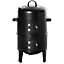 Outsunny 3-in-1 Charcoal BBQ Grill Smoker with Thermostat for Garden Camping
