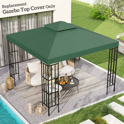 Outsunny 3(m) 2 Tier Garden Gazebo Top Cover Replacement Canopy Roof Dark Green