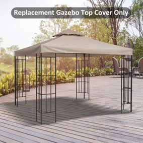 Outsunny 3(m) 2 Tier Garden Gazebo Top Cover Replacement Canopy Roof Deep Beige