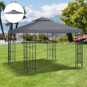 Outsunny 3(m) 2 Tier Garden Gazebo Top Cover Replacement Canopy Roof Deep Grey