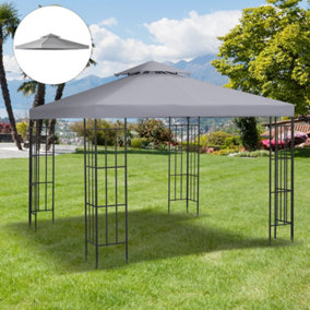 Outsunny 3(m) 2 Tier Garden Gazebo Top Cover Replacement Canopy Roof Light Grey
