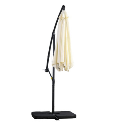 Outsunny 3(m) Banana Parasol Cantilever Umbrella Garden w/ Base Weights, Beige