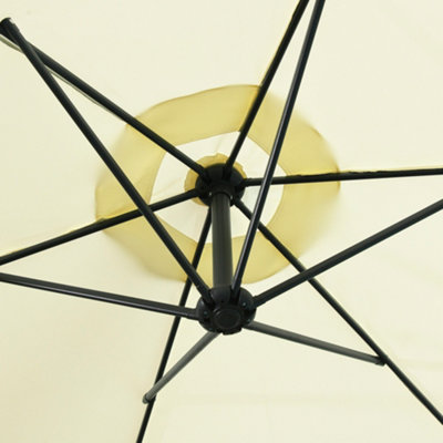 Outsunny 3(m) Banana Parasol Cantilever Umbrella Garden w/ Base Weights, Beige