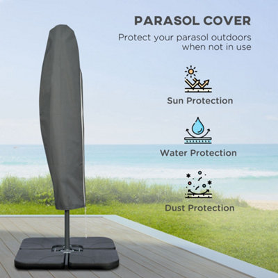 Outsunny 3(m) Banana Parasol Cantilever Umbrella Garden w/ Base Weights, Black