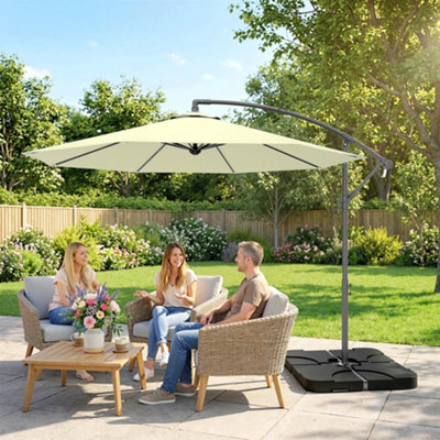 banana leaf patio umbrella PURPLE 12ft Solar powered LED Outdoor Round Umbrellas Large Cantilever Umbrellas with LED lights Windproof Offset Umbrella Heavy Duty Sun Umbrella for Garden Deck Pool Patio, Beige and a stylish green banana leaf polyester canopy Patio Market Umbrella with Tilt