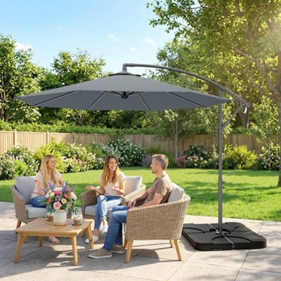 banana patio umbrella Hanging Cantilever Parasol 360° Rotating Cantilever Patio Umbrella with Adjustable Durable Design 3m Cantilever Garden Parasol, Banana