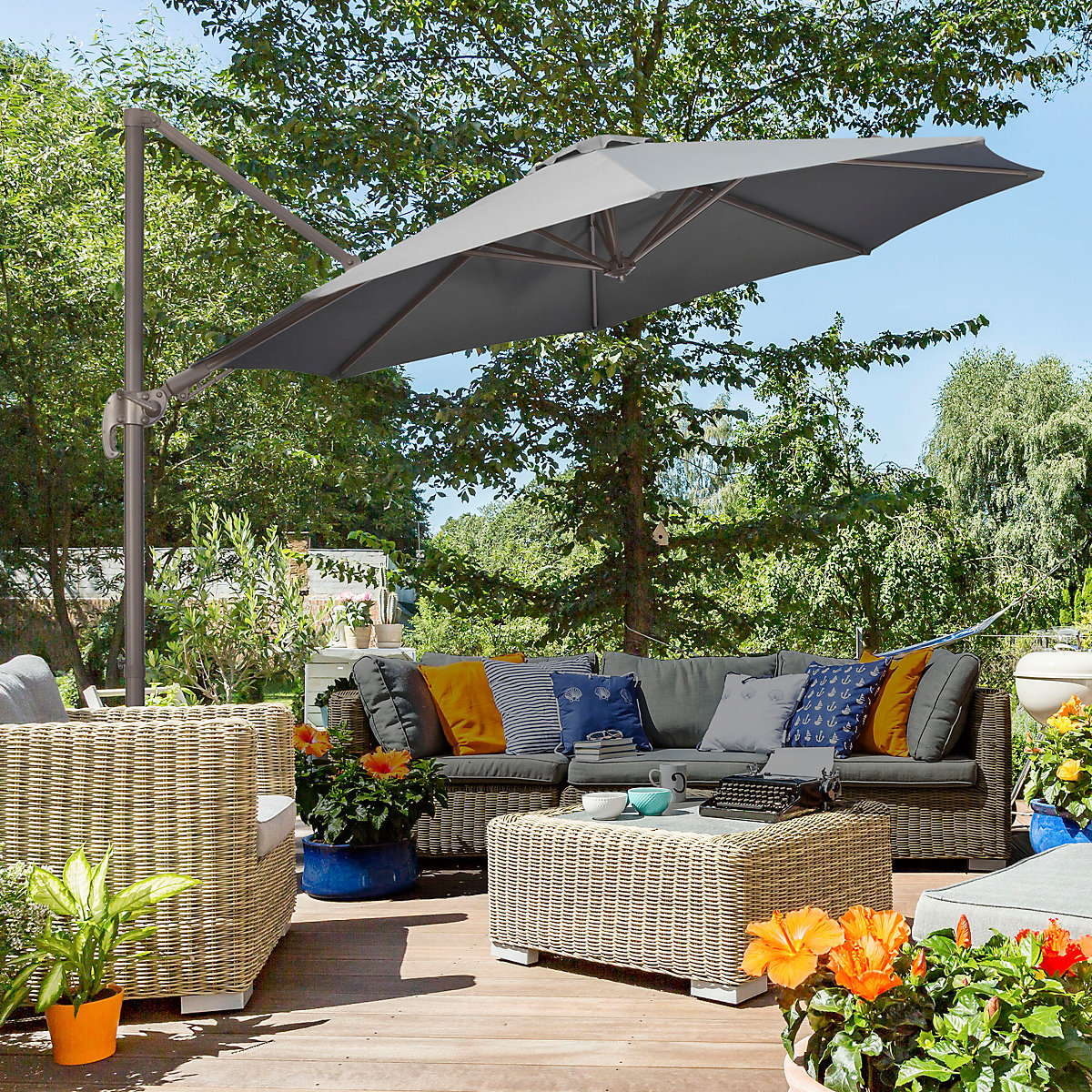 Outsunny 3(m) Cantilever Parasol 360 Rotation Roma Umbrella Outsunny 3(m) Cantilever Parasol 360 Rotation Roma Umbrella