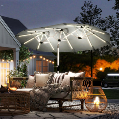 11 ft patio umbrella replacement canopy 11ft Market Patio Umbrella 8 Rib Replacement Canopy Taupe