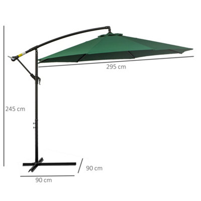 Outsunny 3(m) Garden Banana Parasol Cantilever Umbrella Base, Dark Green