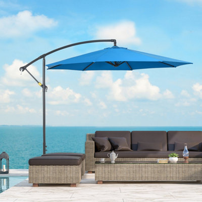 Outsunny 3(m) Garden Banana Parasol Cantilever Umbrella w